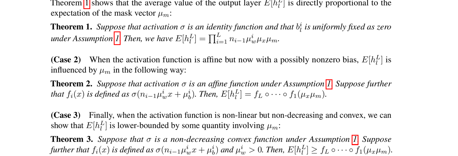 Theorem 1, 2, 3