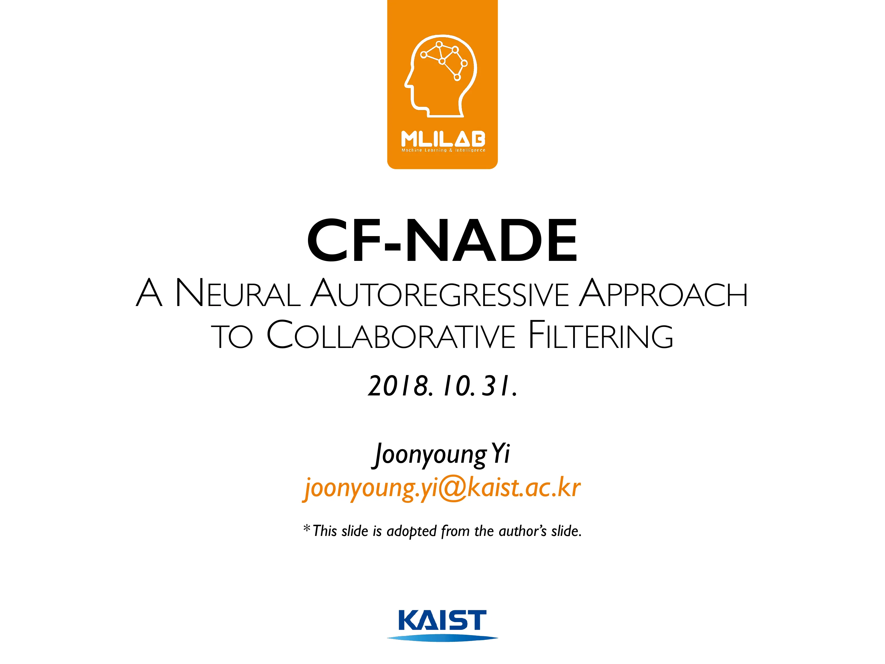 A Neural Autoregressive Approach to Collaborative Filtering (CF-NADE) 첫 슬라이드