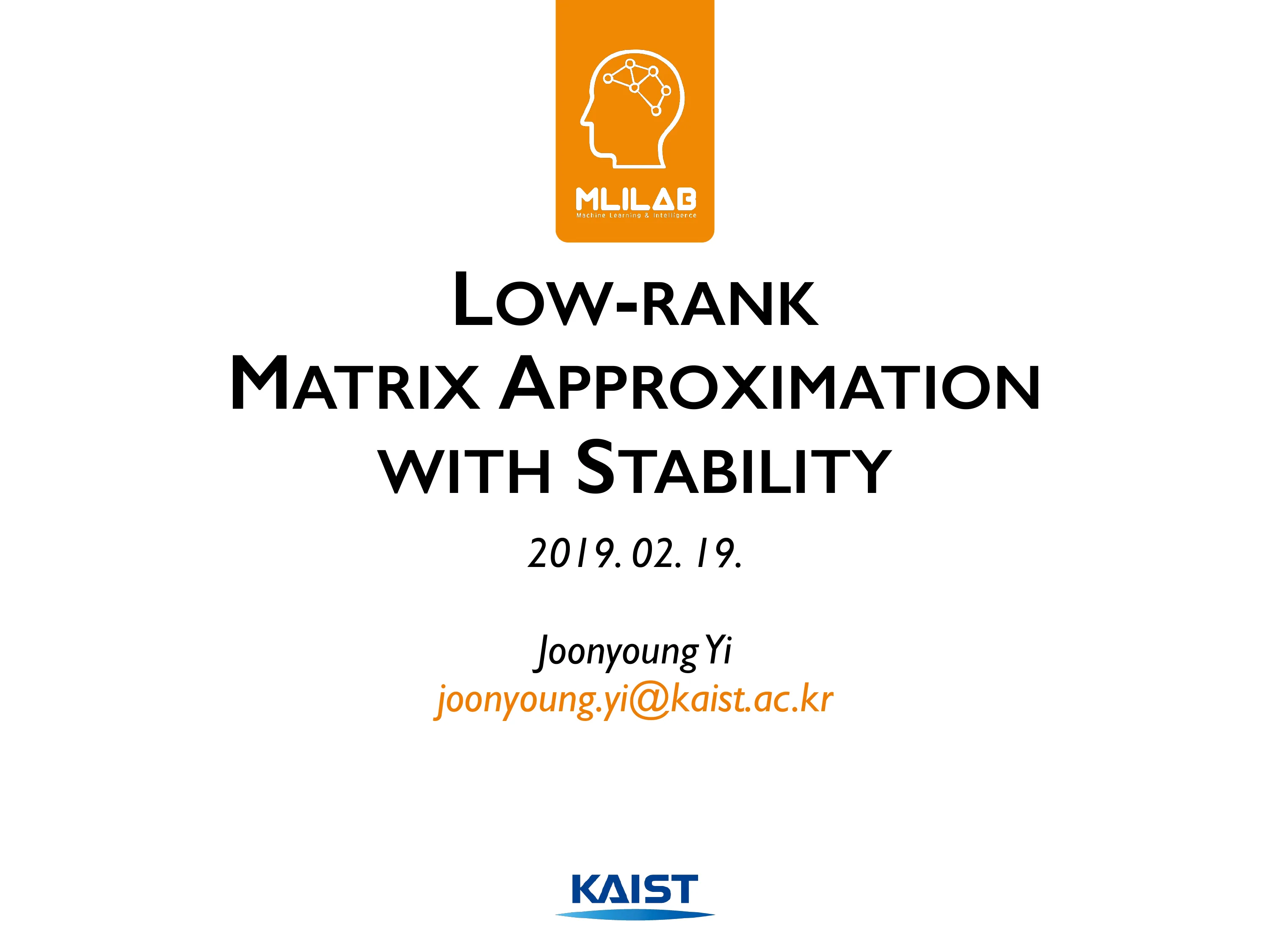 Low-rank Matrix Approximation with Stability 첫 슬라이드